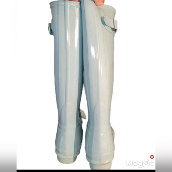 Hunter Original Tall Blue Green Waterproof 7 Boot W/ Matching Metallic Socks - Picture 7 of 16